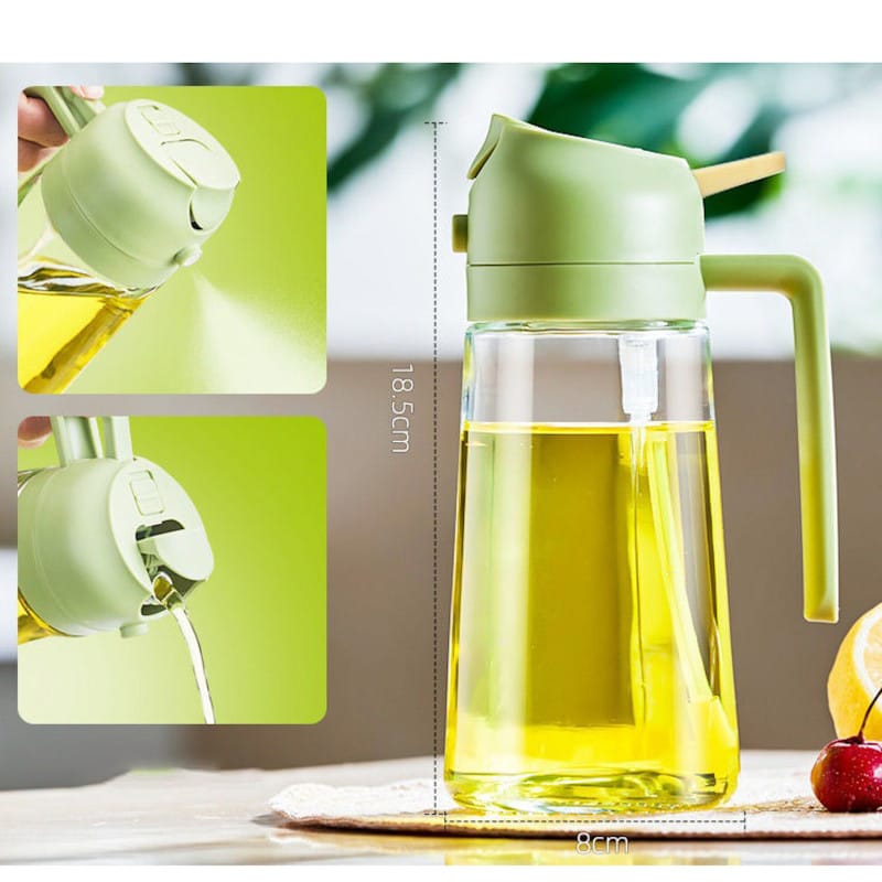 Sprayable and pourable oil bottle
